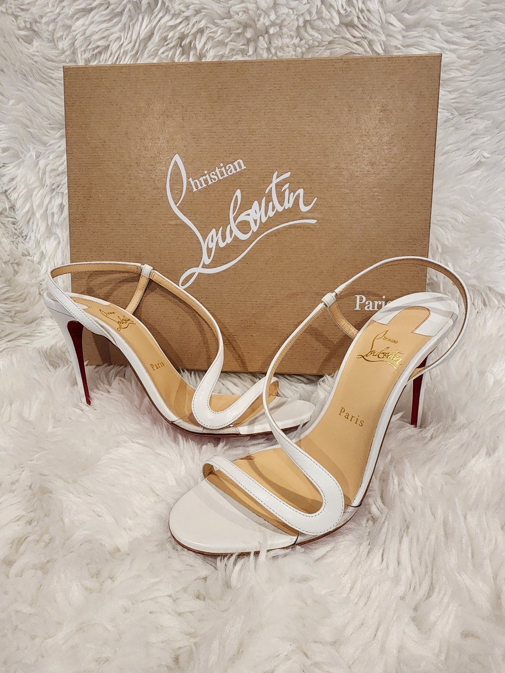 Christian Louboutin White Strappy Stiletto Sandals